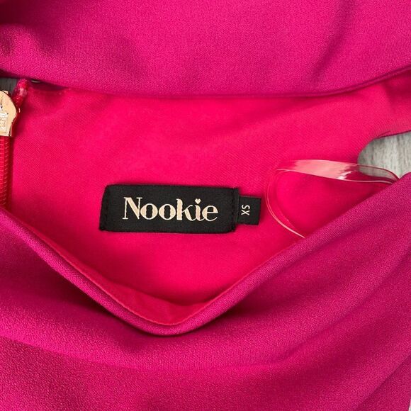 Nookie Tyler Scuba Crepe Straight Neck Party Cocktail Midi Dress Magenta XS - Picture 6 of 9